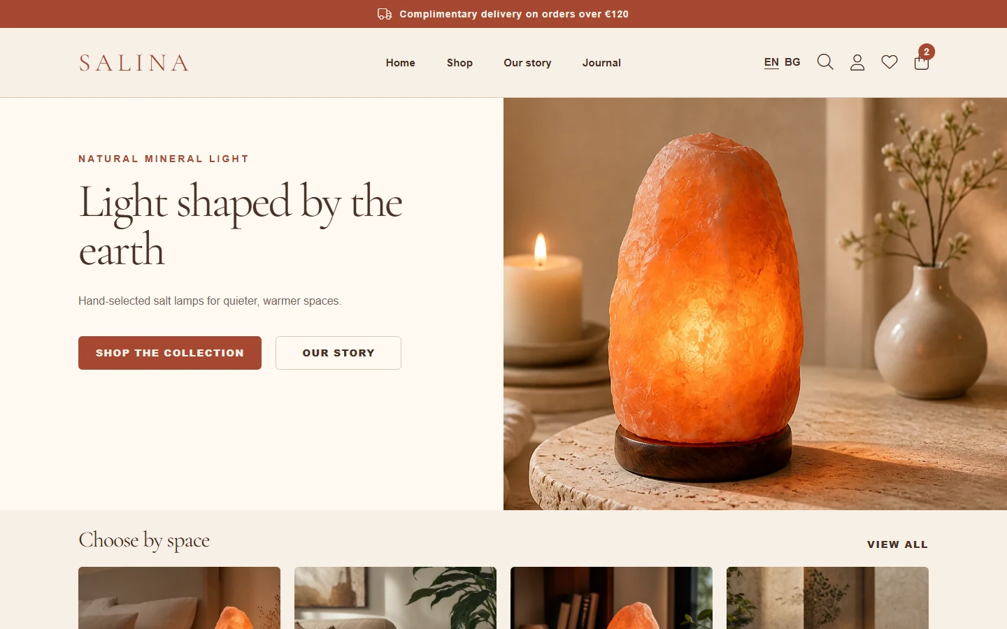 Salina: home, collection and product page examples